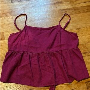 Women's Magenta Linen Top